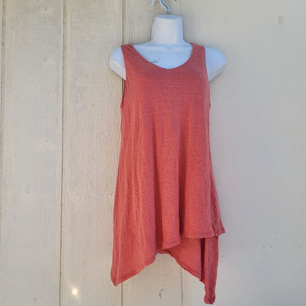 Pure Jill linen blend layered tunic tank top small rust colored